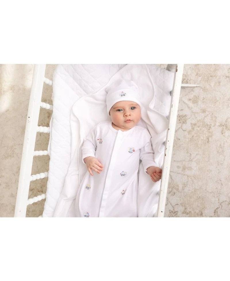 Boys' Vehicle Embroidered Cotton Gown with Hat - Baby