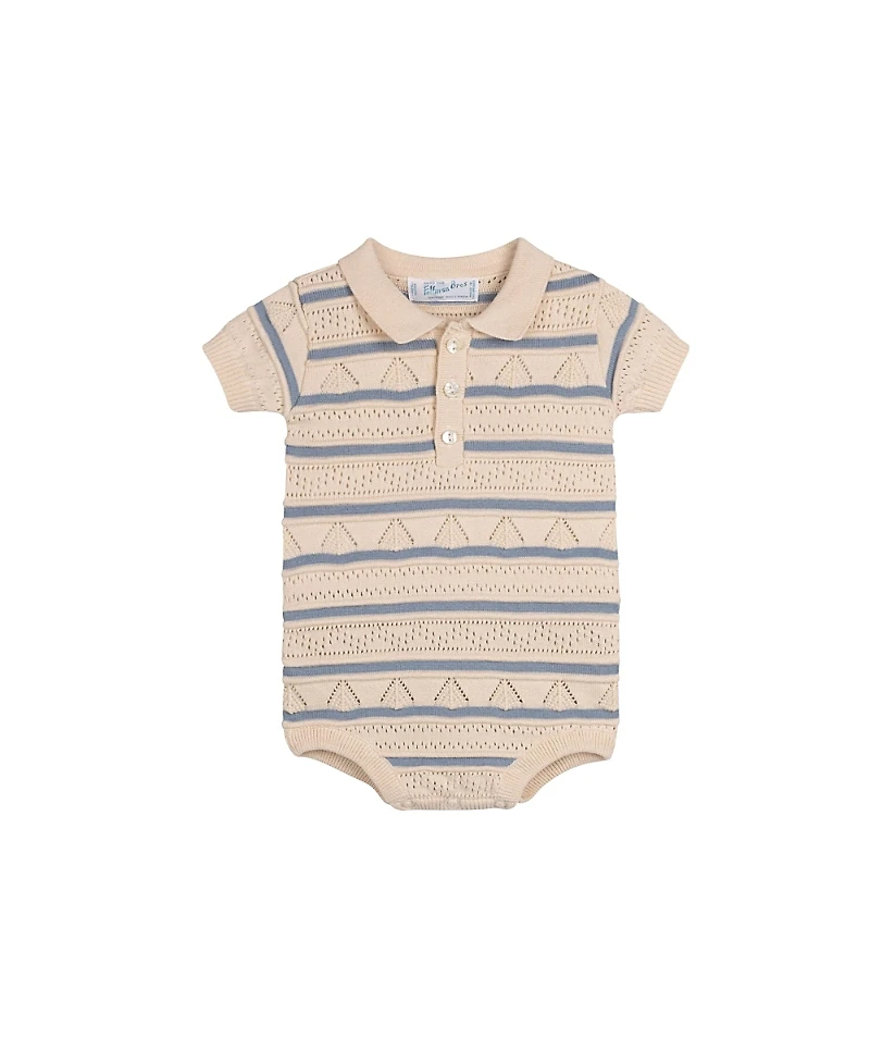 Feltman Brothers Boys' Pointelle Striped Knit Romper - Baby