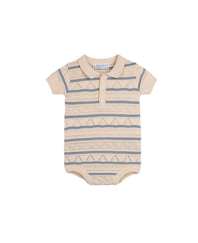 Feltman Brothers Boys' Pointelle Striped Knit Romper - Baby