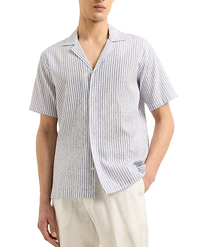 Orlebar Brown Maitan Ii Beach Stripe Seersucker Button Down Shirt