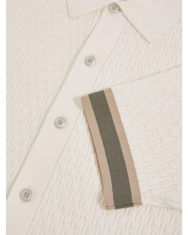 CHE Silva Textured Contrast Trim Short Sleeve Shirt