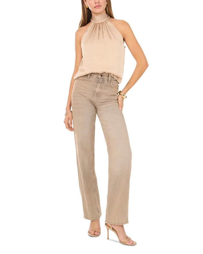 High Neck Tie Blouse