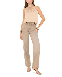 High Neck Tie Blouse