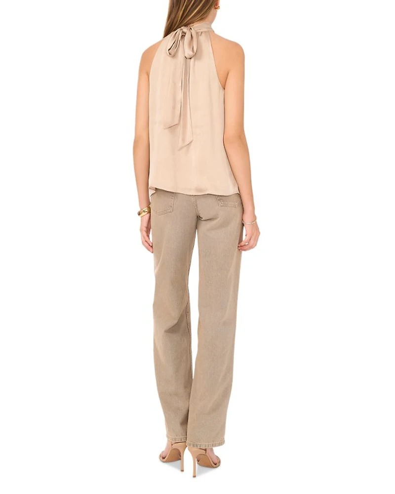High Neck Tie Blouse