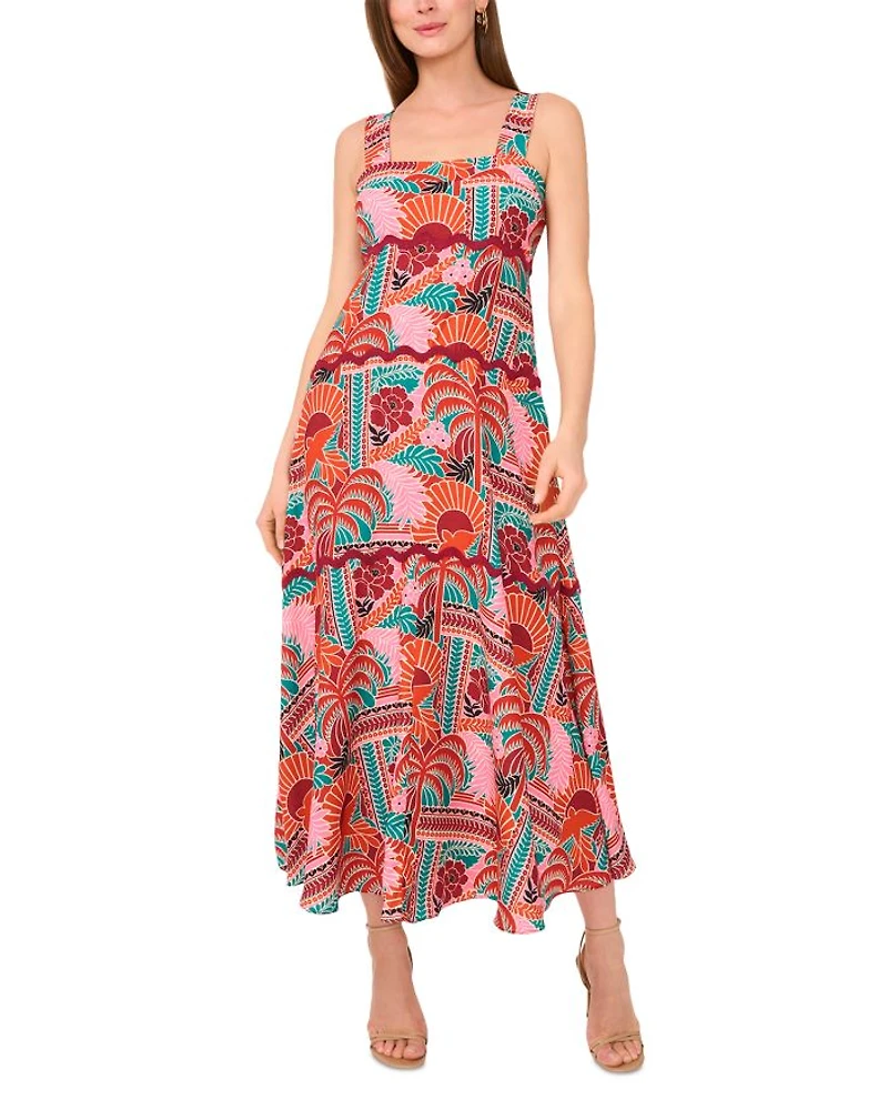Rickrack Trim Tiered Maxi Dress