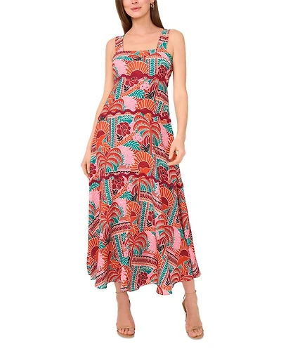 Rickrack Trim Tiered Maxi Dress