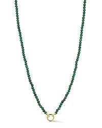 Moon & Meadow 14 Yellow Gold Malachite Beaded Clip Bale Pendant Necklace, 17