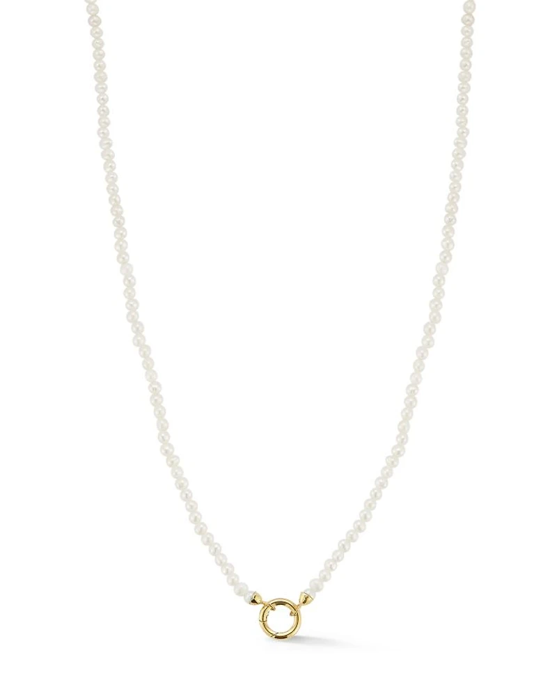 14K Yellow Gold Cultured Freshwater Pearl Necklace, 17"