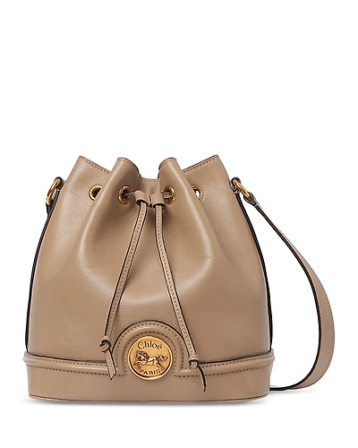 Chloe Horse Medal Leather Bucket Bag