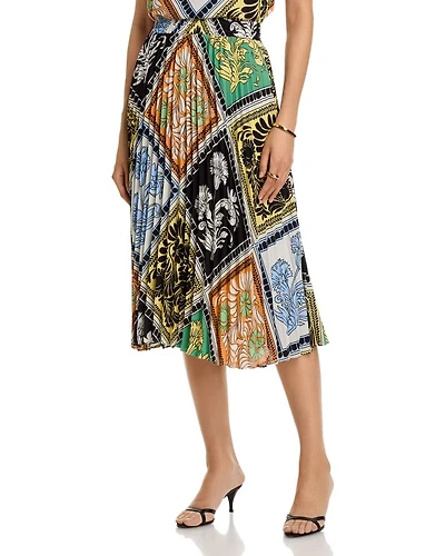 Pull On Pleated Printed Skirt