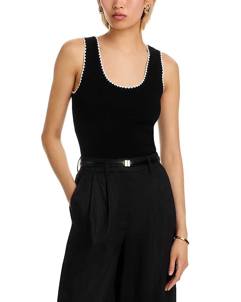 T Tahari Sleeveless Scoop Neck Whipstitch Sweater