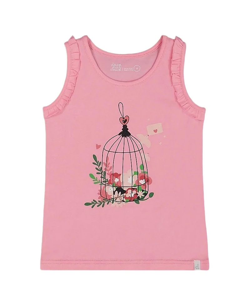 Deux par Girls' Organic Cotton with Frills Candy Tank Top - Big Kid