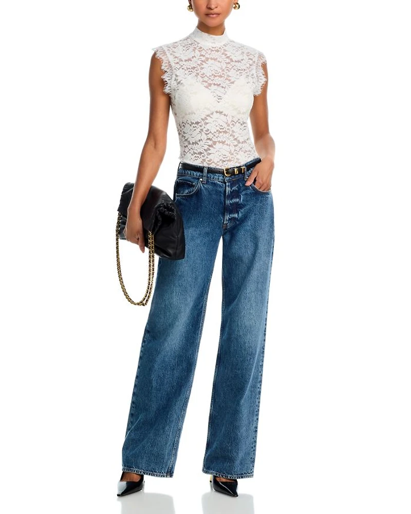 Mock Neck Lace Tank Top