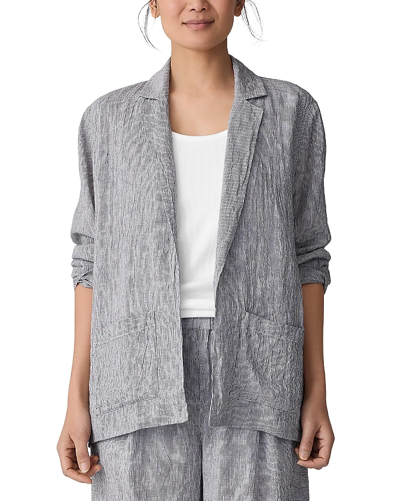 Eileen Fisher Notch Collar Linen Blazer