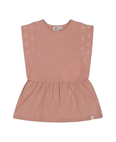 Deux par Girls' Crinkle Jersey Tunic with Embroidery - Little Kid