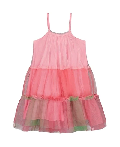 Deux par Girls' Sleeveless Color Block Tulle Dress - Little Kid