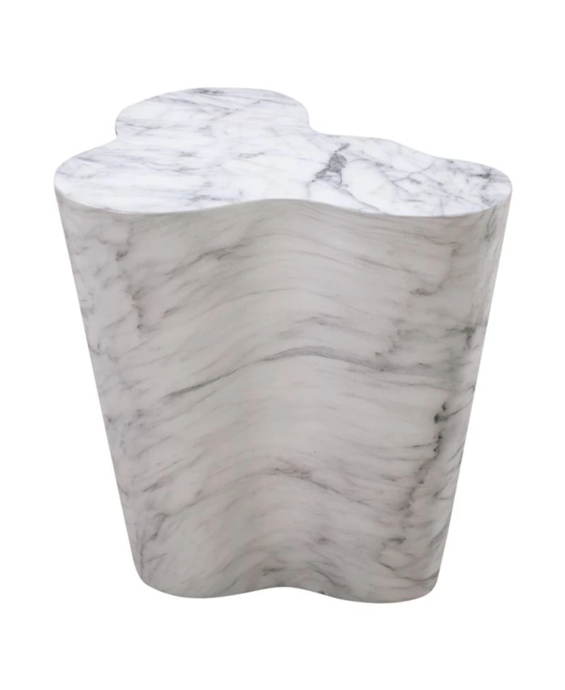 Slab Marble Tall Side Table in White Marble