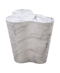 Slab Marble Tall Side Table in White Marble