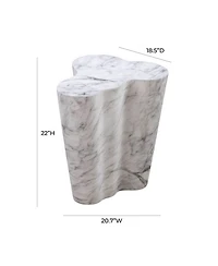 Slab Marble Tall Side Table in White Marble
