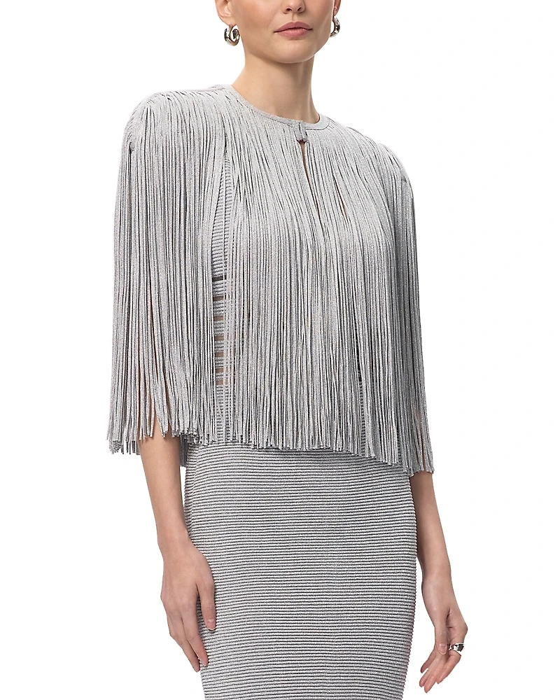 Herve Leger Metallic Fringe Cape