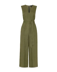 Belted Seamed Linen Jumpsuit