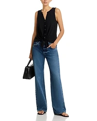 Notched Button Front Tee