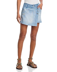 Aqua x Ava Phillippe Embroidery Stud Crossover Skort - Exclusive