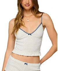 Edikted Avalon Dotted Pointelle Ruffle Tank Top