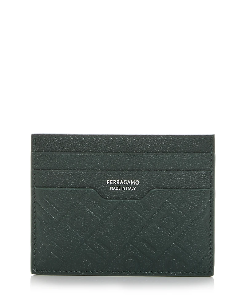 Ferragamo Gancini Embossed Leather Card Case