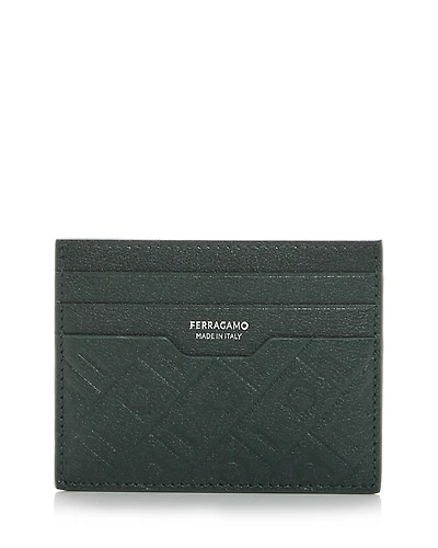 Ferragamo Gancini Embossed Leather Card Case