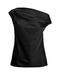 Satin Charmeuse Off-The-Shoulder Blouse