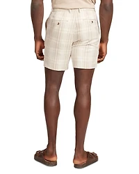 Arrigos Checked Cotton & Linen Straight Leg 7.5" Shorts