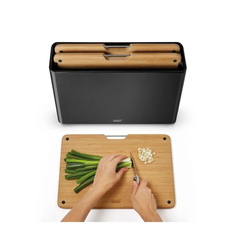 Folio 3 Piece Bamboo Cutting Board Set with Stainless Steel Case