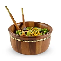 Braid Gold Round Salad Bowl & Servers