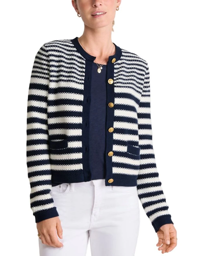 Cotton Cashmere Stripe Texture Cardigan