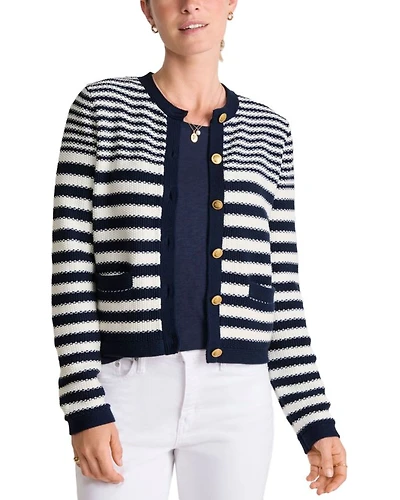 Cotton Cashmere Stripe Texture Cardigan