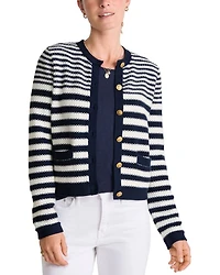 Cotton Cashmere Stripe Texture Cardigan