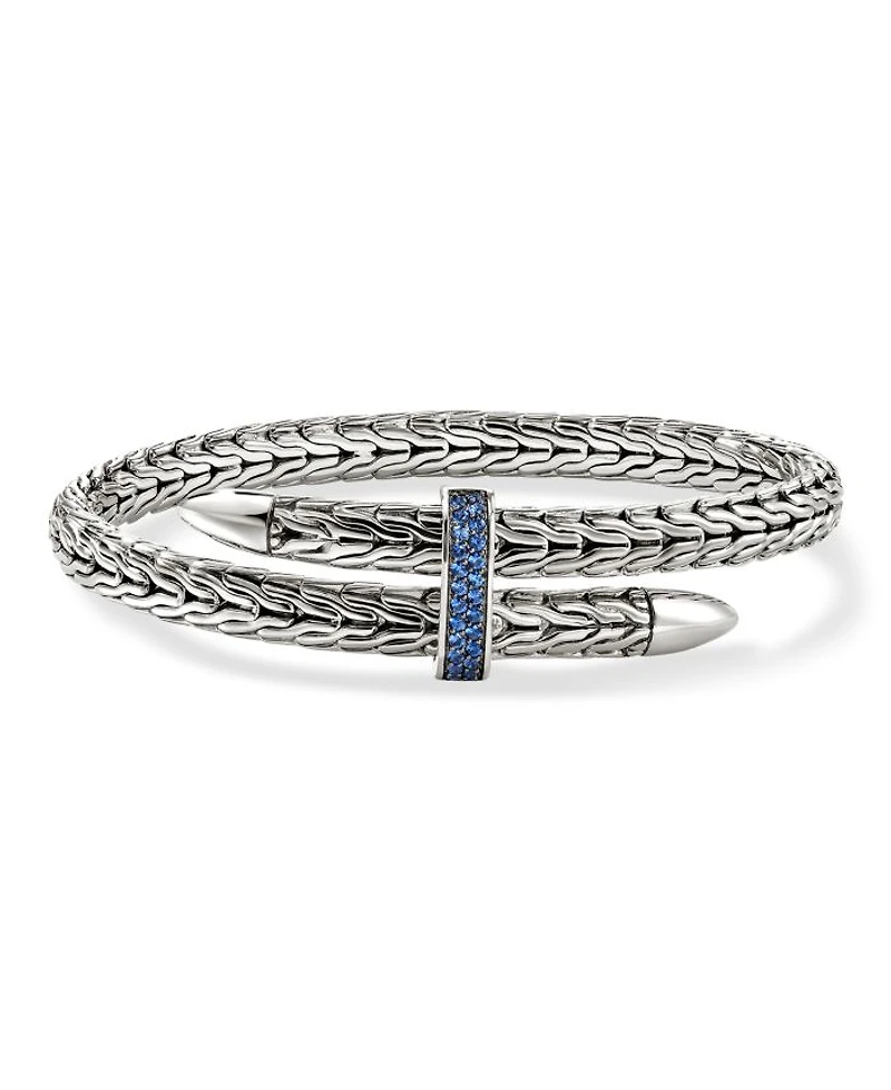 Sterling Silver Spear Blue Sapphire Flex Bracelet