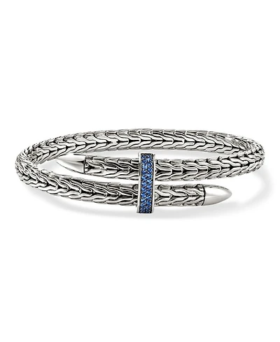 Sterling Silver Spear Blue Sapphire Flex Bracelet
