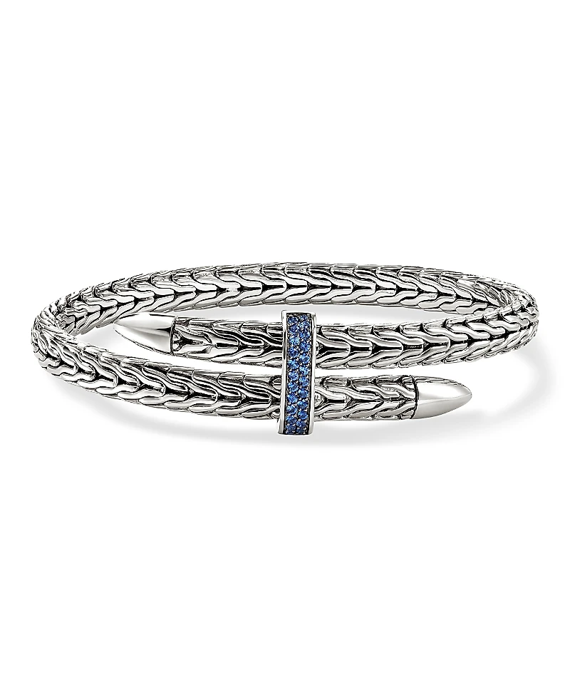 John Hardy Sterling Silver Spear Blue Sapphire Flex Bracelet