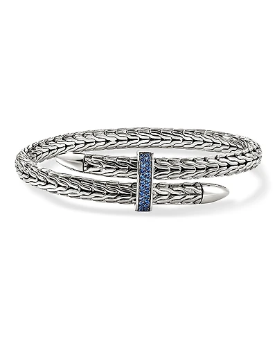 John Hardy Sterling Silver Spear Blue Sapphire Flex Bracelet