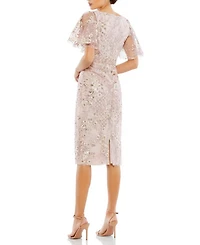 Embellished Illusion Butterfly Sleeve Cocktail Dress
