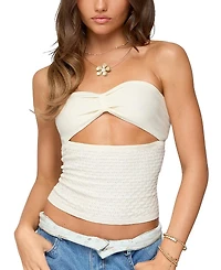Edikted Textured Knit Strapless Cutout Top