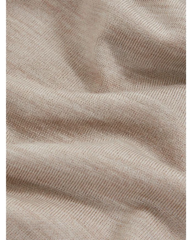 Open Collar Merino Wool Polo Shirt