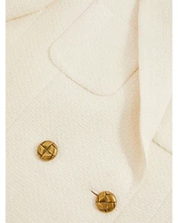 Mia Cropped Double Breasted Textured Blazer White