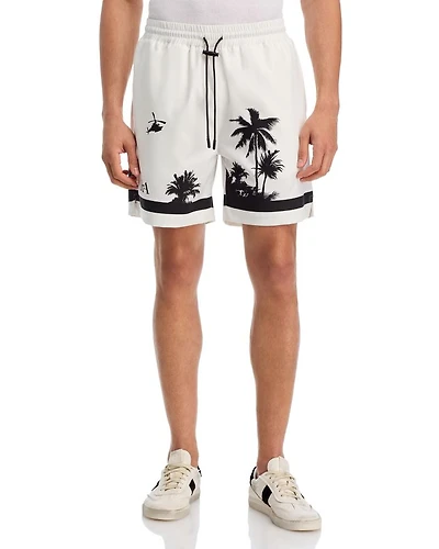 Regular Fit Graphic Print Logo Shorts