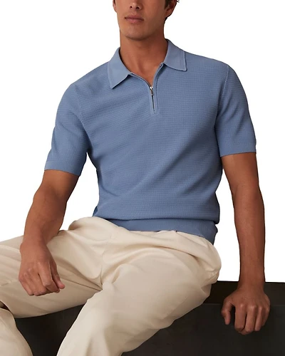 Textured Quarter Zip Polo Shirt