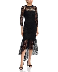 Teri Jon by Rickie Freeman Stretch Crochet Maxi Dress