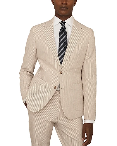 Reiss Slim Fit Striped Seersucker Blazer