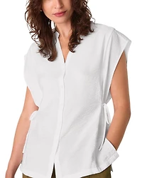 Button Down Tie Side Blouse